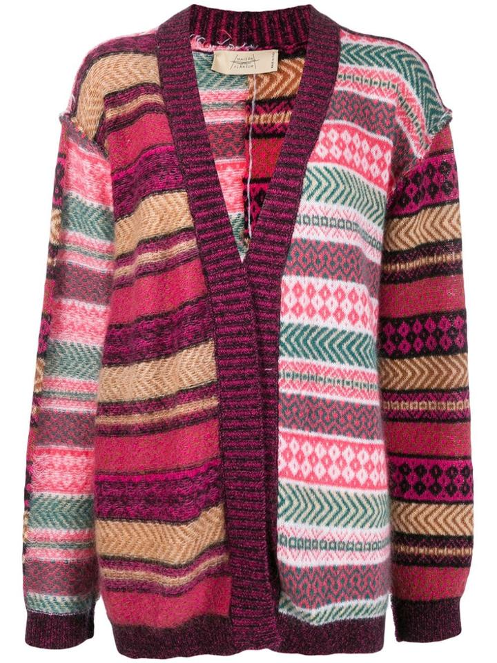 Maison Flaneur Mixed Pattern Cardigan - Pink