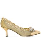Dolce & Gabbana Pointed Toe Kitten Heel Pumps - Metallic