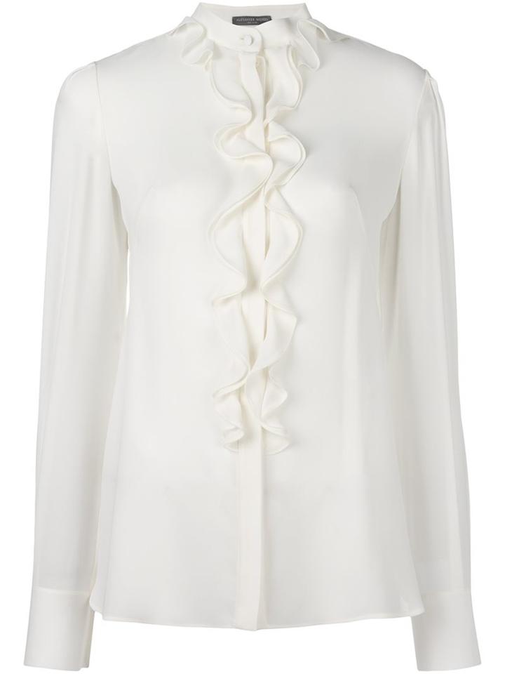 Alexander Mcqueen Ruffled Blouse, Women's, Size: 40, White, Silk