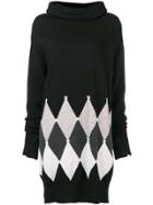 Ballantyne Cowl Neck Diamond Knit Sweater - Black