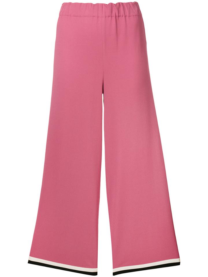 Gucci Grosgrain Trim Cropped Trousers - Pink & Purple