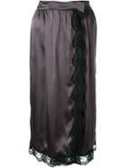 Muveil Lace Trim Wrap Skirt, Women's, Size: 36, Grey, Nylon/polyester/cupro/triacetate