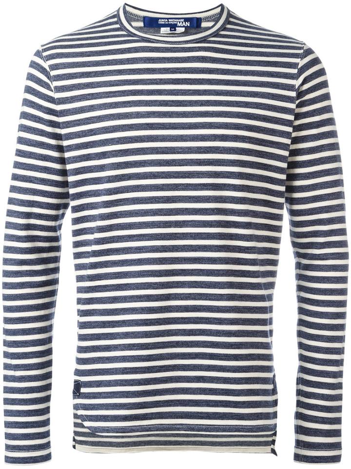 Junya Watanabe Comme Des Garçons Man Striped Jumper, Men's, Size: Large, Blue, Cotton