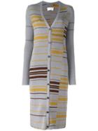 Maison Margiela Striped Long Cardigan, Women's, Size: Large, Grey, Polyester/viscose/virgin Wool