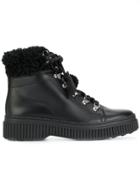 Tod's Shearling-trimmed Ankle Boots - Black