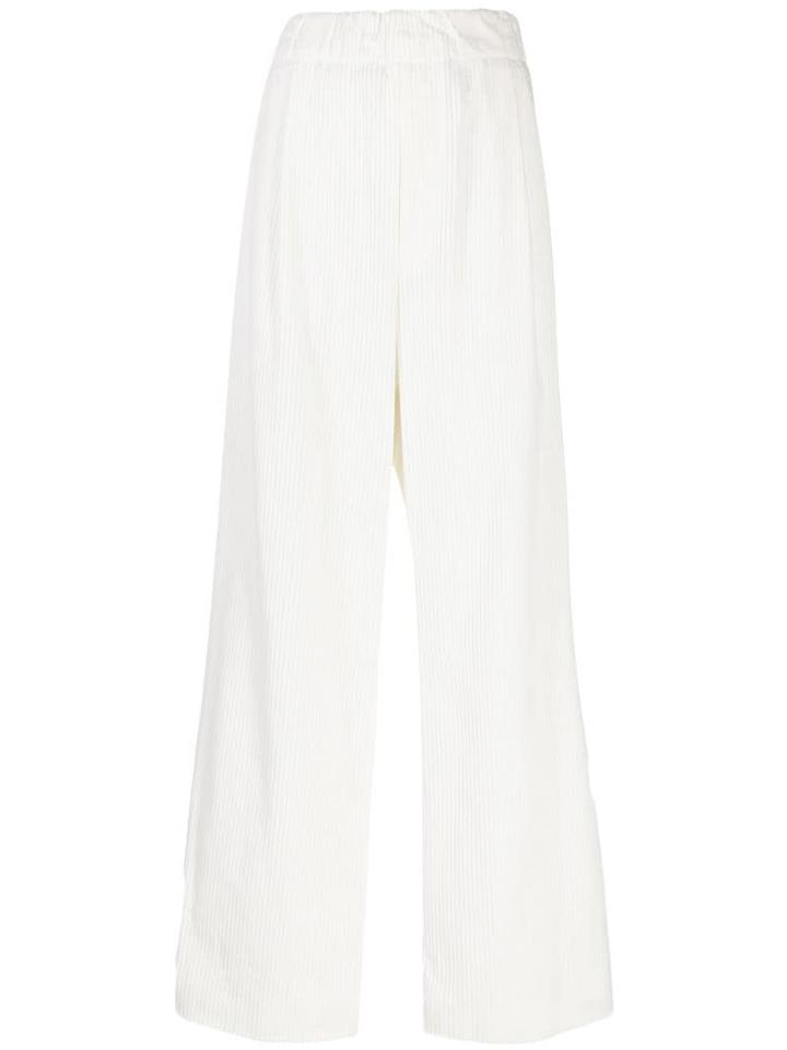 Jejia High Waisted Corduroy Trousers - White