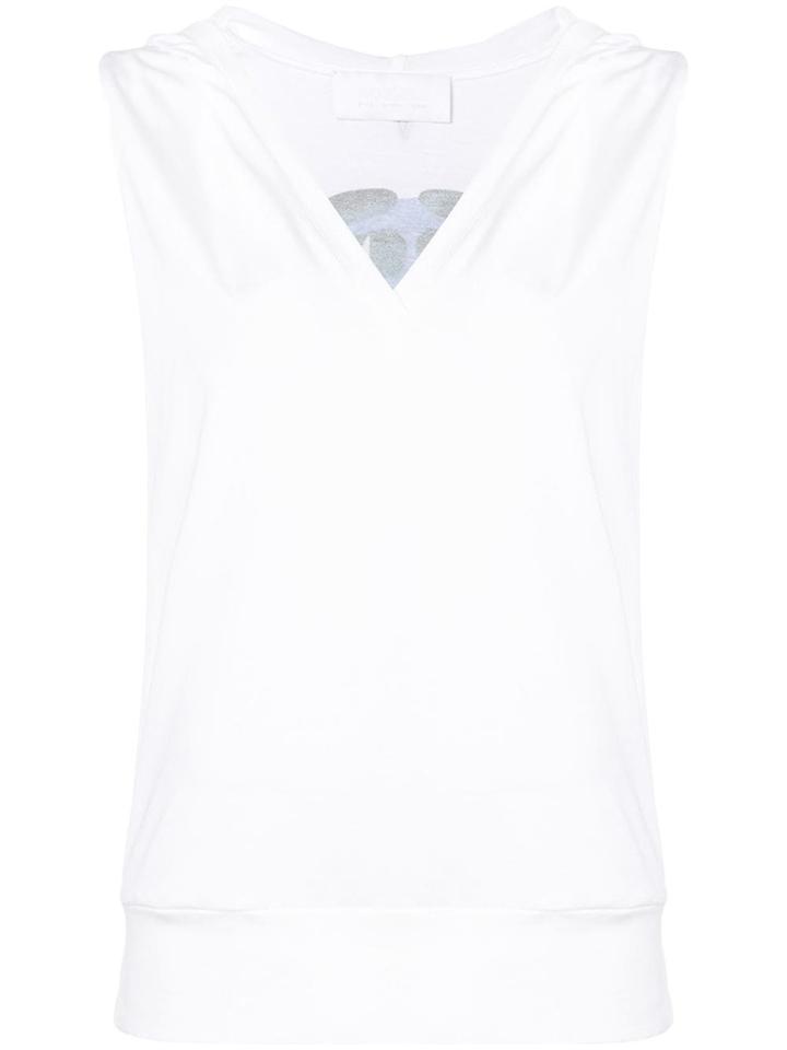 No Ka' Oi Mask Print Sleeveless Hoodie - White