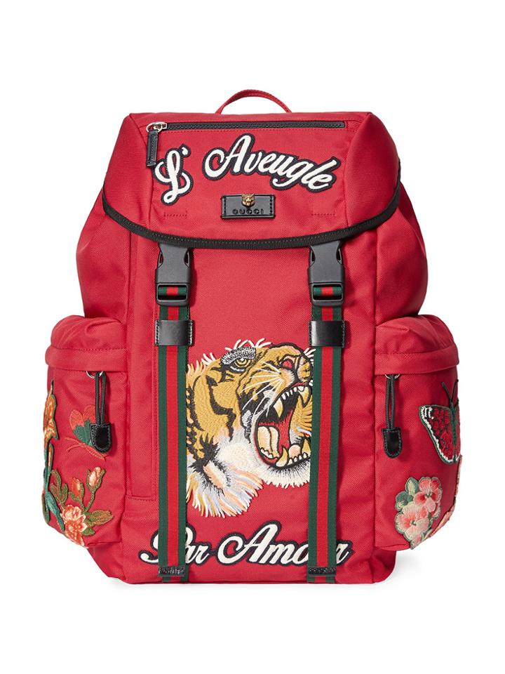 Gucci Backpack With Embroidery - Red