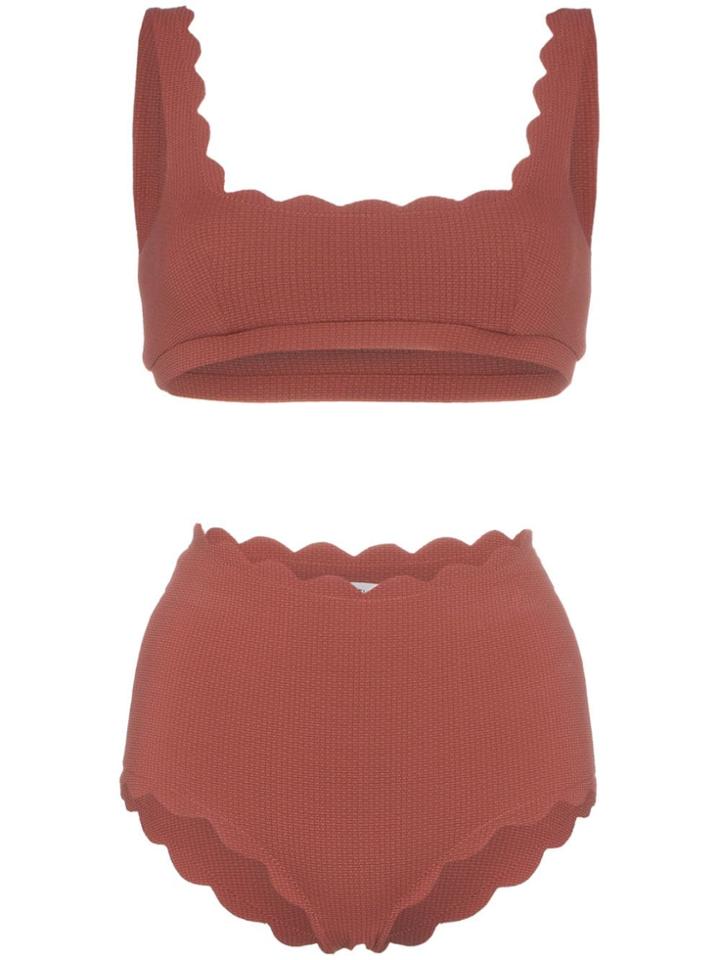 Marysia Santa Monica High Waisted Scalloped Bikini Set - Pink