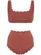 Marysia Santa Monica High Waisted Scalloped Bikini Set - Pink