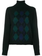 P.a.r.o.s.h. Diamond Knit Roll Neck Sweater - Black