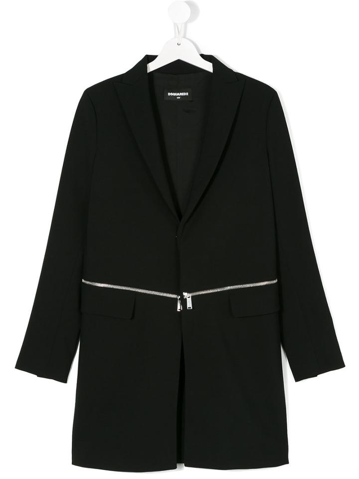 Dsquared2 Kids - Zip Waist Coat - Kids - Polyester/spandex/elastane/viscose/virgin Wool - 16 Yrs, Black