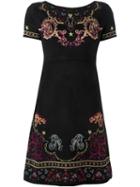 Roberto Cavalli Ganesha Print Dress, Women's, Size: 44, Black, Polyamide/polyester/viscose/virgin Wool