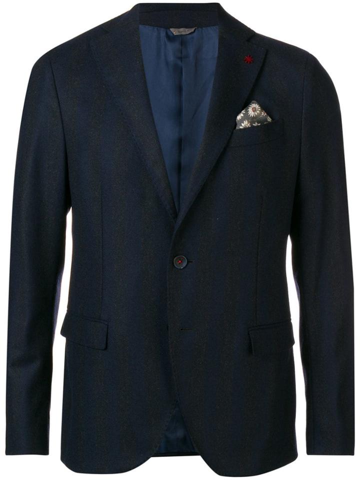 Manuel Ritz Striped Woven Blazer - Blue