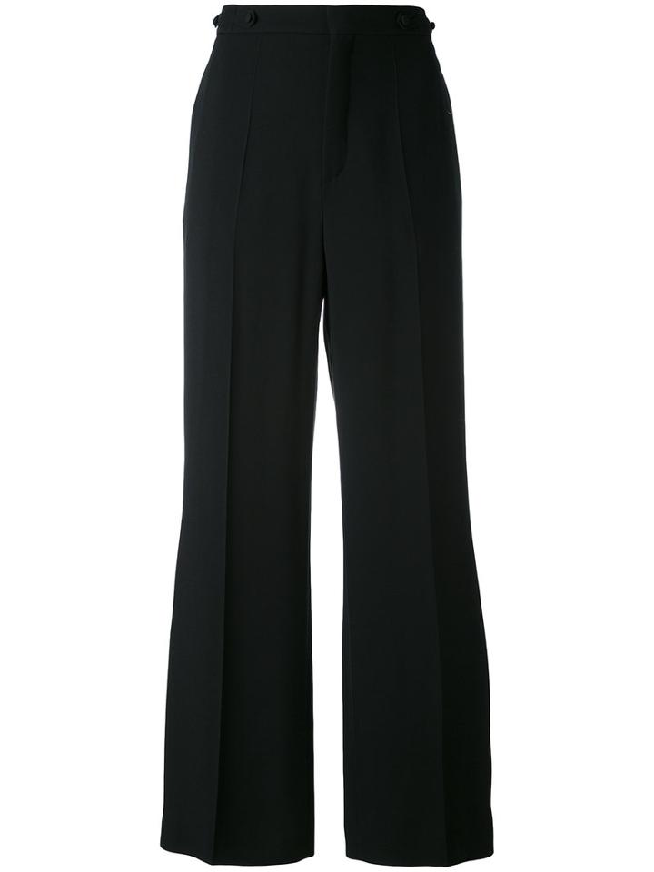Chloé - Cropped Wide Leg Trousers - Women - Silk/acetate/viscose - 42, Black, Silk/acetate/viscose