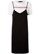Love Moschino Layered T-shirt Dress, Women's, Size: 38, Black, Cotton