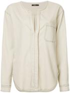 Bassike V-neck Pocket Shirt - Nude & Neutrals