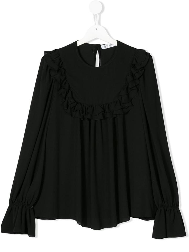 Dondup Kids Ruffled Bib Blouse - Black