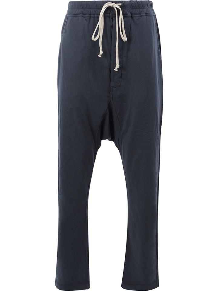 Rick Owens Drkshdw Cropped Drop-crotch Trousers - Blue