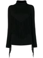 P.a.r.o.s.h. Fringed Roll Neck Sweater - Black