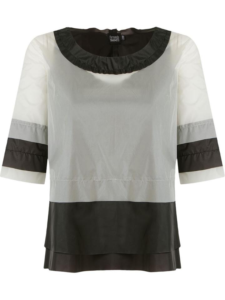 Fernanda Yamamoto 3/4 Sleeves Bicolour Panelled Blouse
