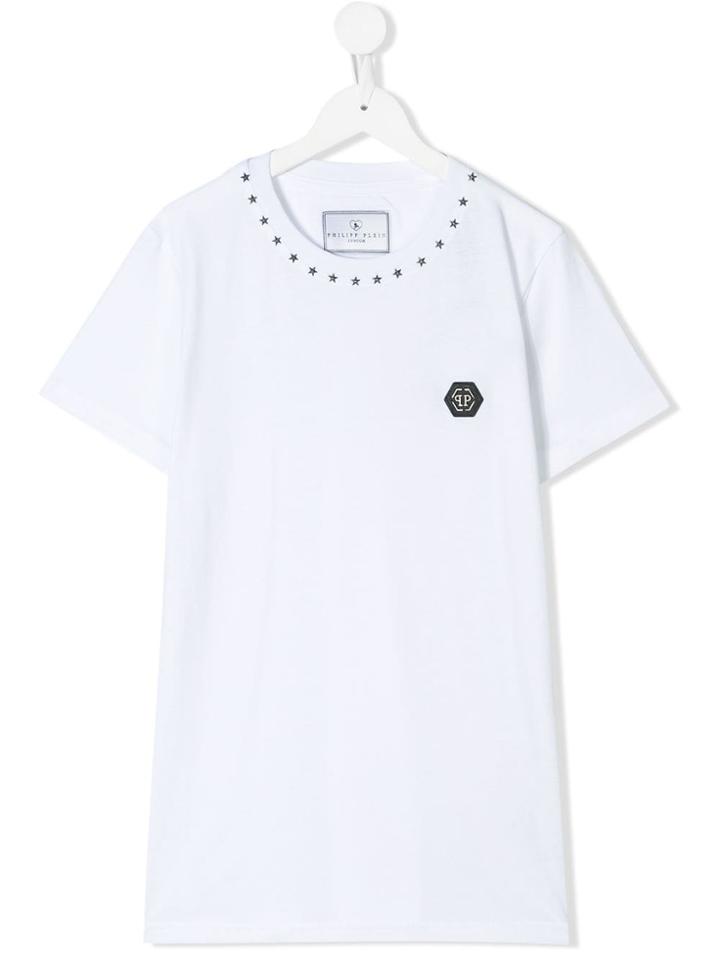 Philipp Plein Junior Teen Star Appliqué T-shirt - White