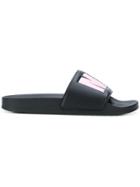 Msgm Slide Ons With Lettering - Black