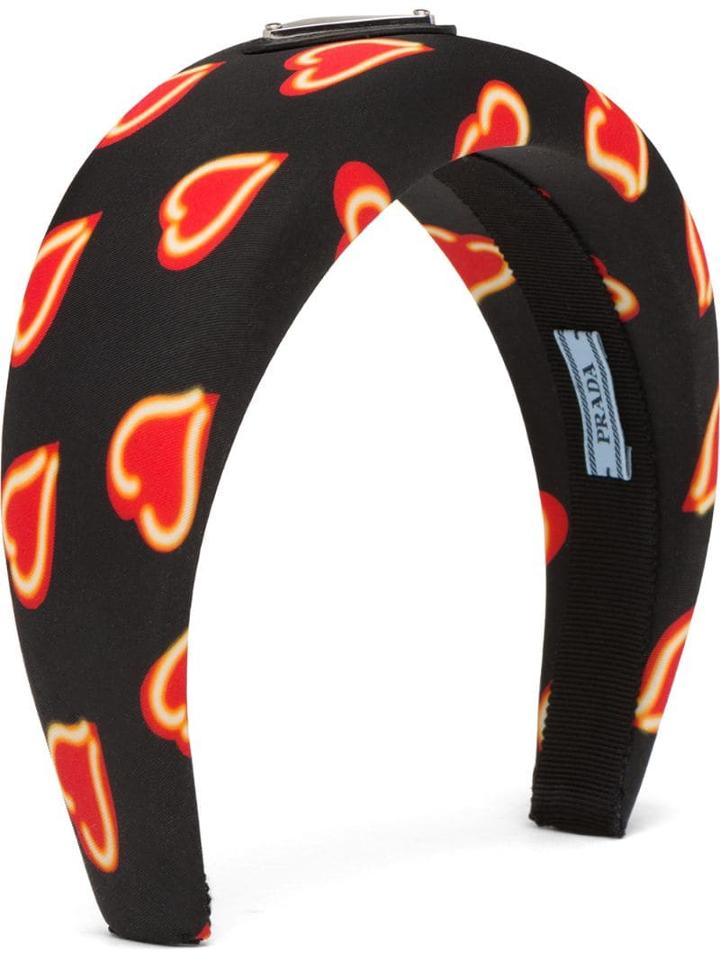 Prada Heart Print Headband - Black