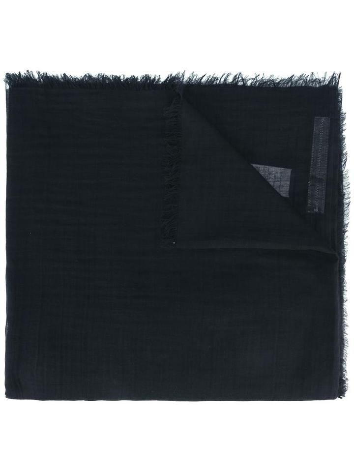 Rick Owens Frayed Edge Scarf, Men's, Black, Cotton/cashmere