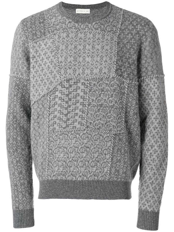 Etro Knit Patch Jumper - Grey