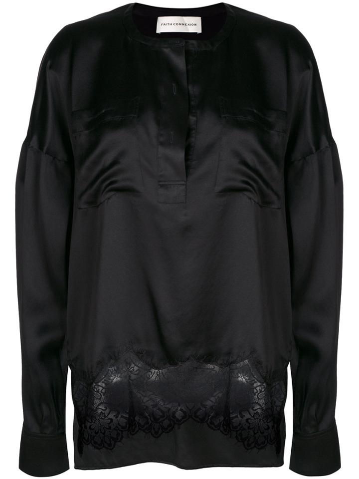 Faith Connexion Lace Hem Blouse - Black