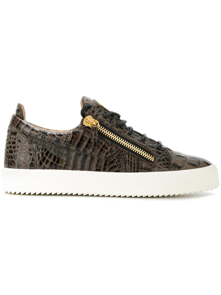 Giuseppe Zanotti Design May London Crocodile Embossed Sneakers - Brown