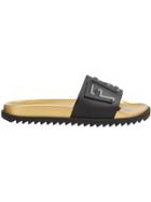 Fendi Layered Logo Slides - Black