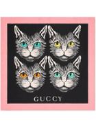 Gucci Mystic Cat Print Silk Scarf - Black