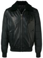 Philipp Plein Leather Padded Jacket - Black