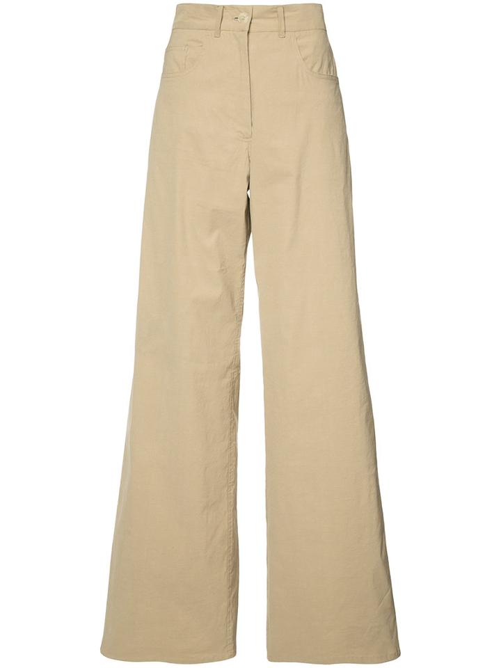 Sea Loose Fit Flared Trousers, Women's, Size: 4, Nude/neutrals, Cotton/linen/flax/viscose/spandex/elastane