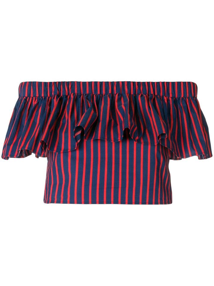 La Doublej Cropped Off-shoulder Top - Blue