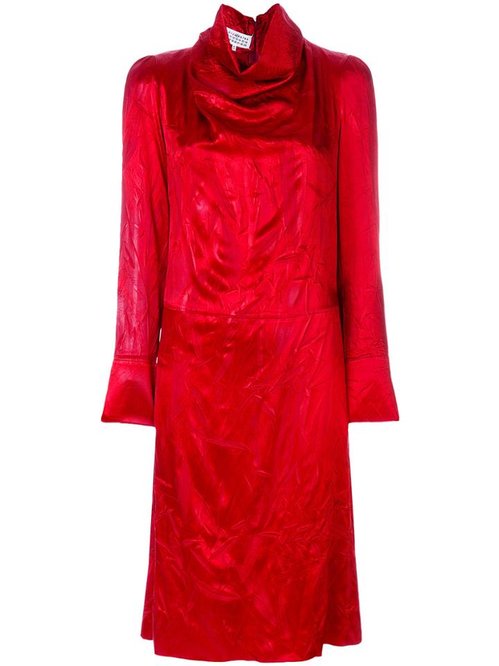 Maison Margiela Creased High Neck Dress - Red