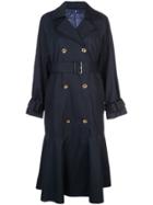 Tibi Double Breasted Trench Coat - Blue