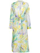Forte Forte Abstract Print Belted Coat - Green