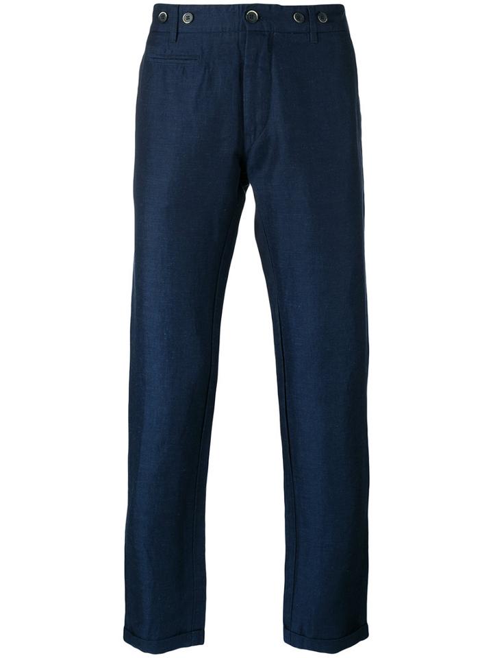 Barena Straight Trousers, Men's, Size: 46, Blue, Cotton/linen/flax