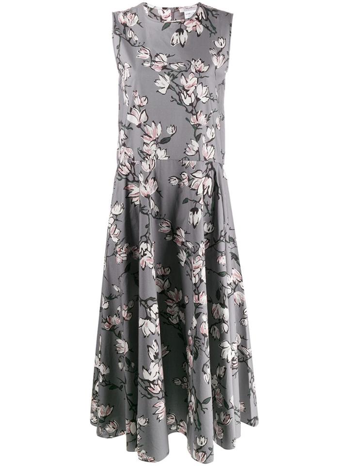 's Max Mara Floral Print Midi Dress - Grey