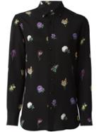 Saint Laurent Floral Print Shirt, Women's, Size: 36, Black, Silk