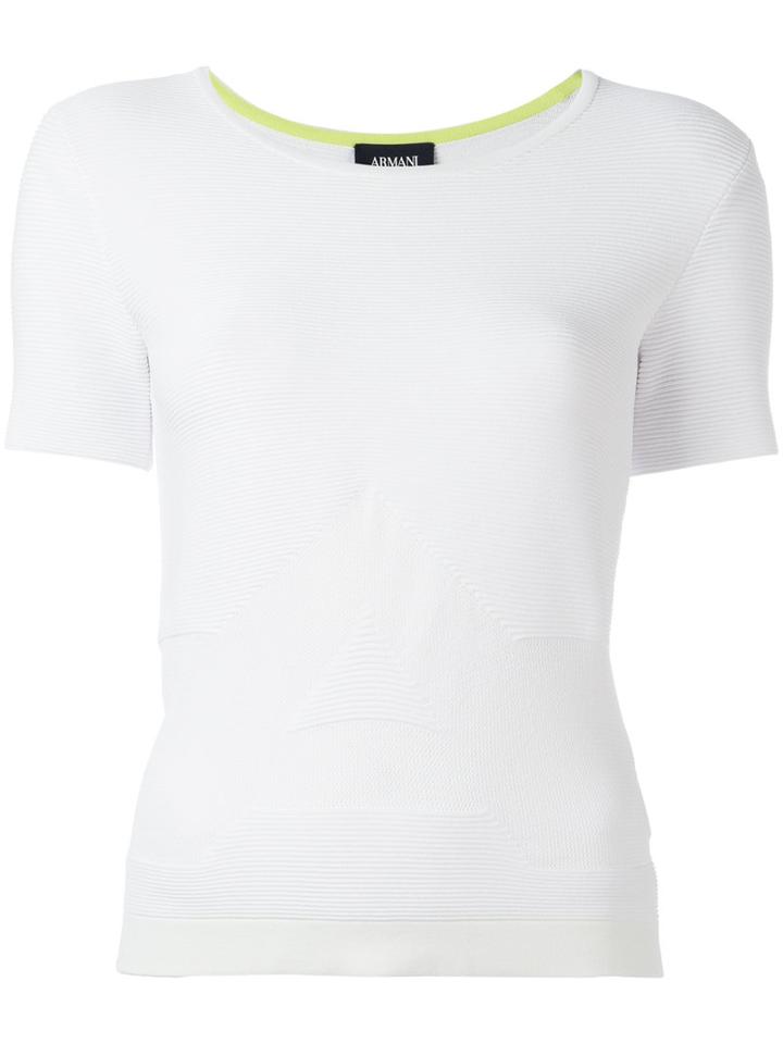 Armani Jeans Round Neck T-shirt, Women's, Size: 46, White, Polyamide/spandex/elastane/viscose