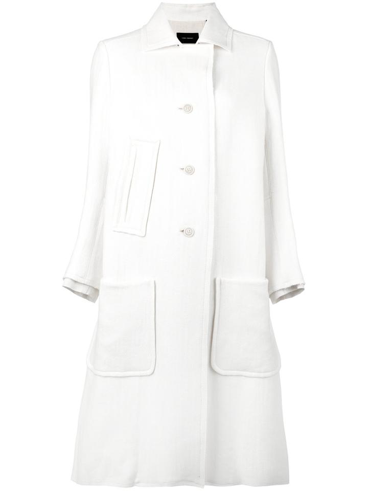 Isabel Marant Ellery Buttoned Coat, Women's, Size: 36, White, Virgin Wool/linen/flax/polyamide