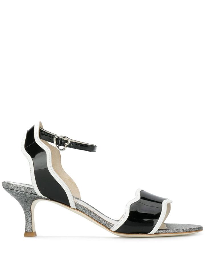 Francesca Bellavita Stardust Kitten Heel Sandals - Black
