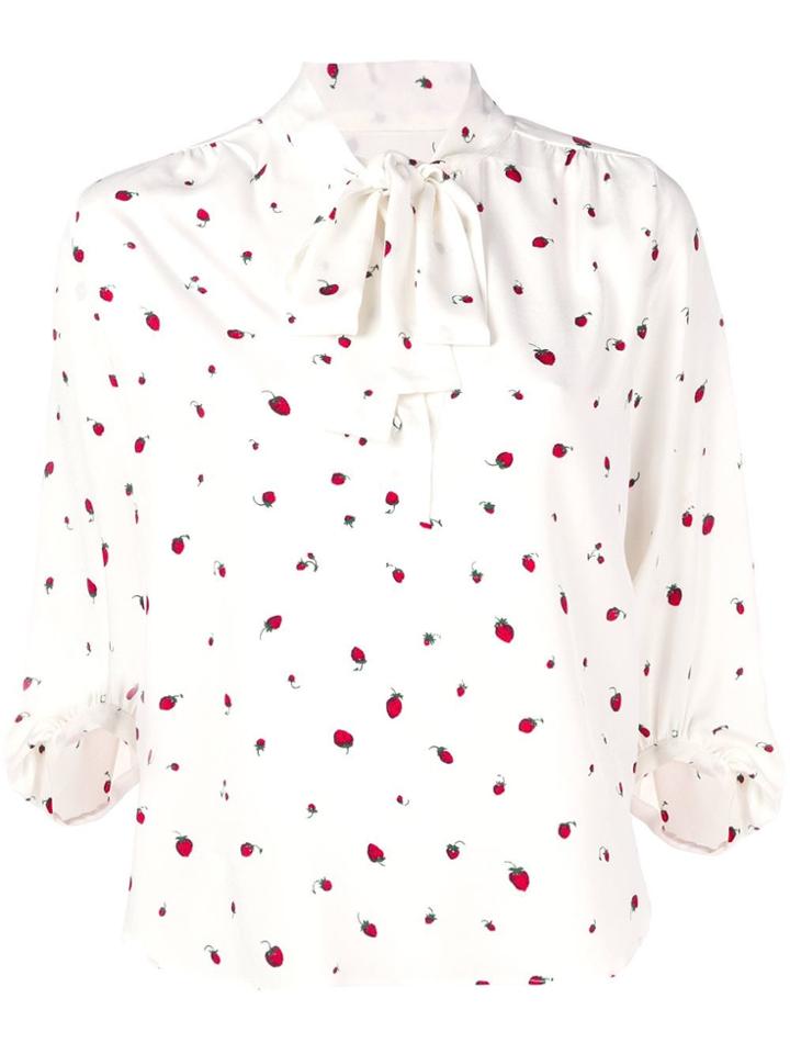 Chinti & Parker Printed Pussy Bow Blouse - White
