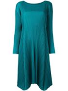 Pleats Please By Issey Miyake Asymmetric Hem Pleated Dress, Women's, Size: Large, Blue, Polyester