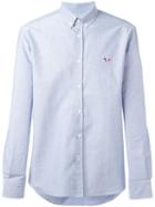 Maison Kitsuné Embroidered Logo Shirt, Men's, Size: 38, Blue, Cotton