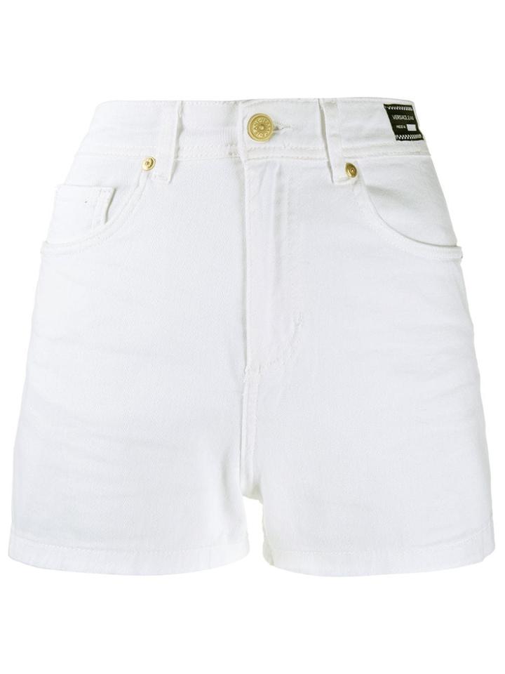 Versace Jeans Logo Patch Denim Shorts - White